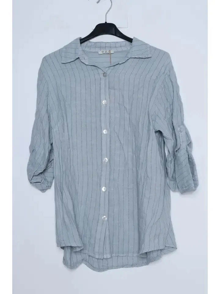 Made In Italy Linen Striped Shirt