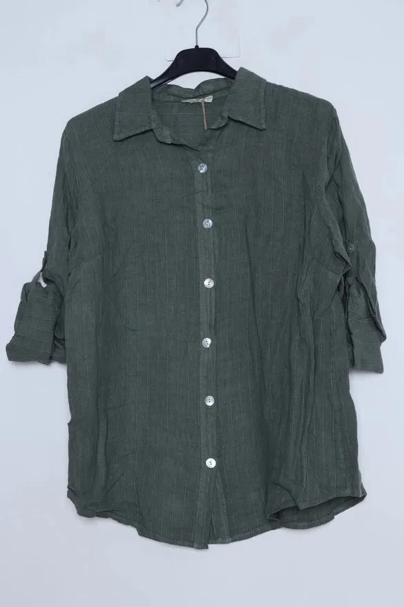 Made In Italy Linen Striped Shirt