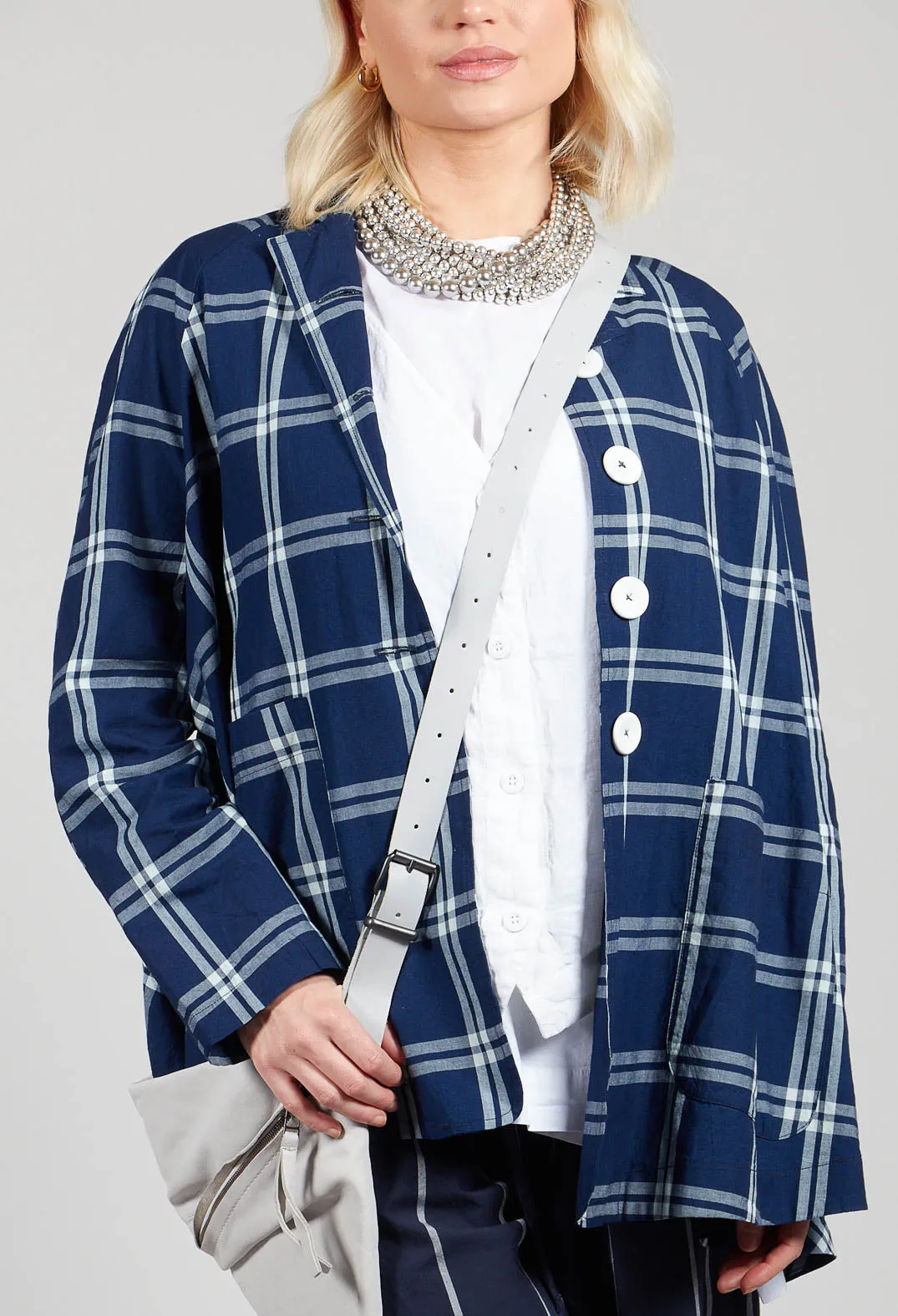 Mandarin Collar Jacket in Indigo