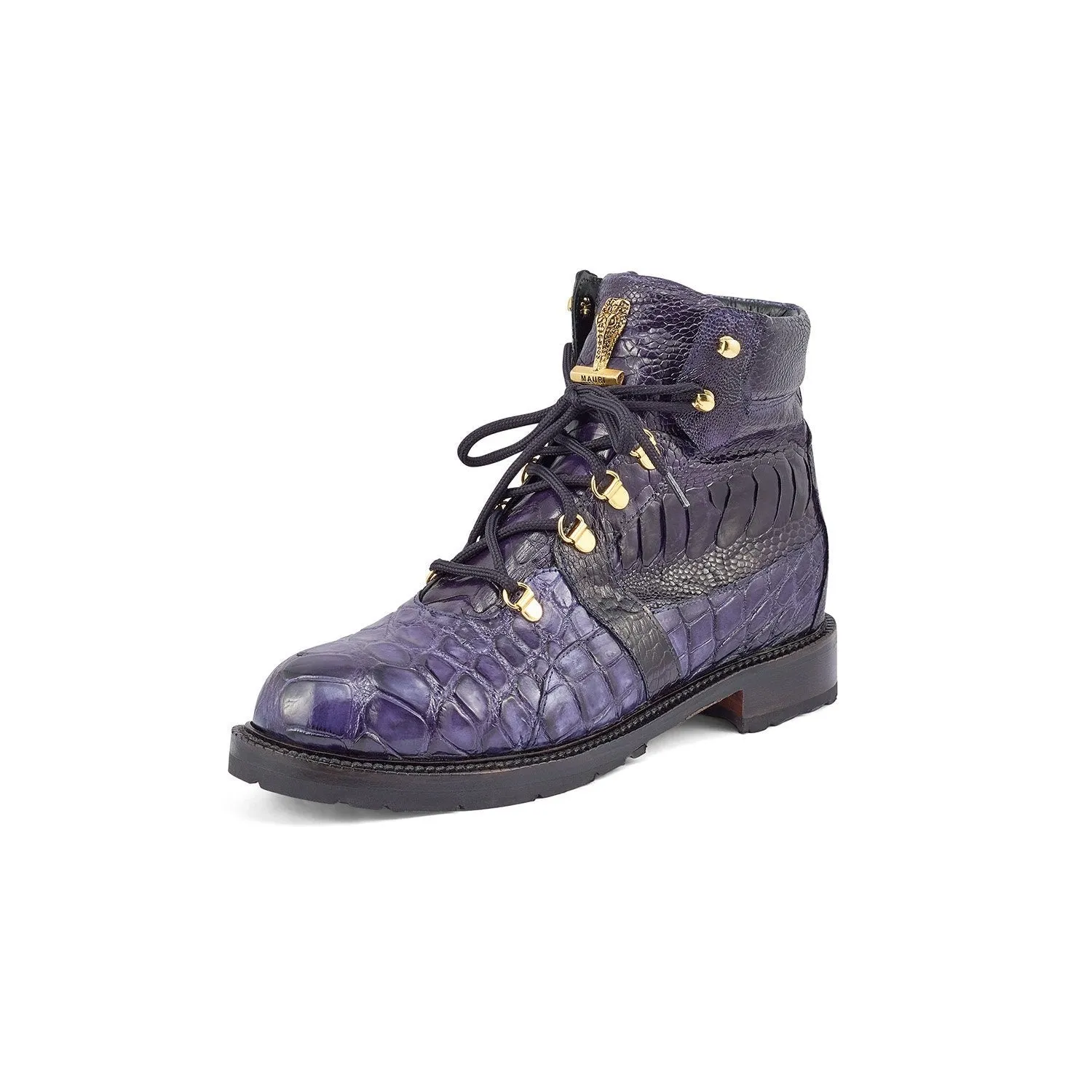 Mauri 4986 Tracker Men's Shoes Purple Exotic Alligator / Ostrich Leg Boots (MA5380)