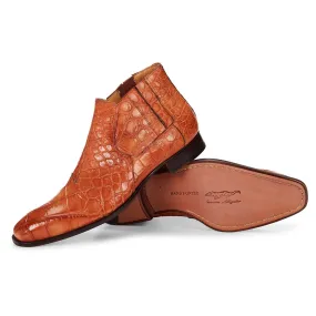 Mauri Men's Hand-Painted Alberti Cognac Brown Boots 4780 (MA4315)