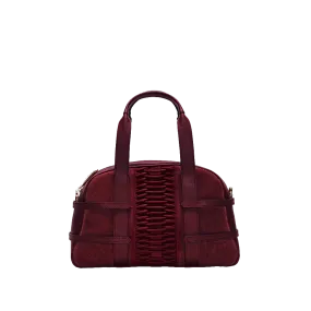 Medium Francesca suede braided bordeaux satchel