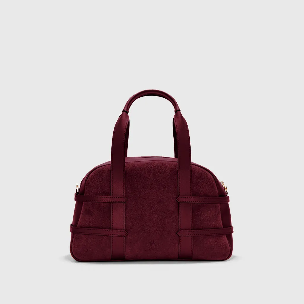 Medium Francesca suede braided bordeaux satchel