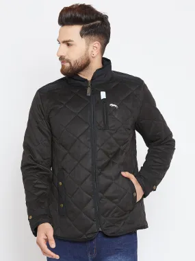 Men Black Solid Quilted Jacket