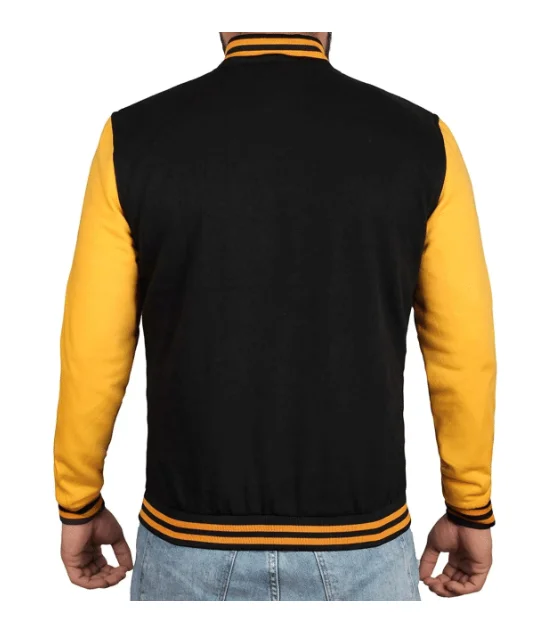 Men's Black and Yellow Varsity Jacket - Baseball Letterman Style