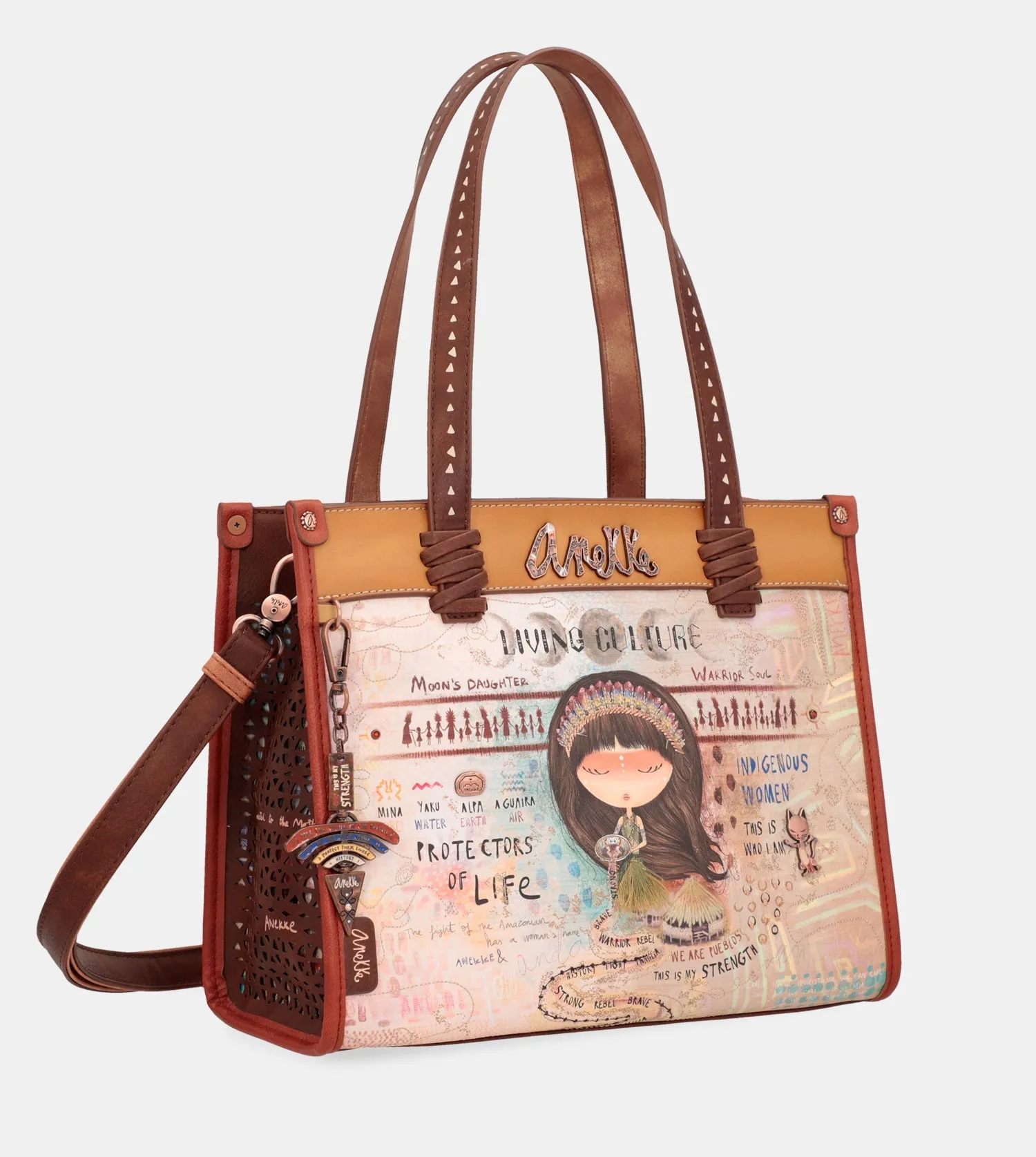 Menire printed tote bag with shoulder strap