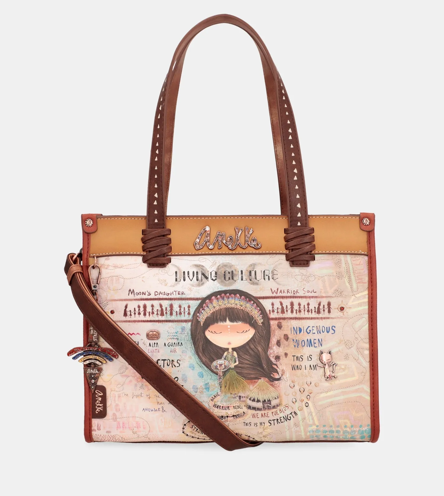 Menire printed tote bag with shoulder strap