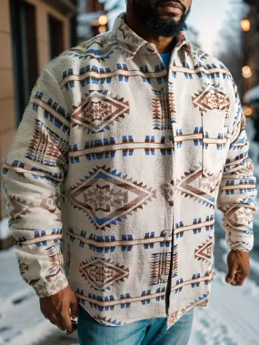 Men's Casual southwest Printed Jacket, Chic Lapel Button Up Jacket (Without Hoodie)