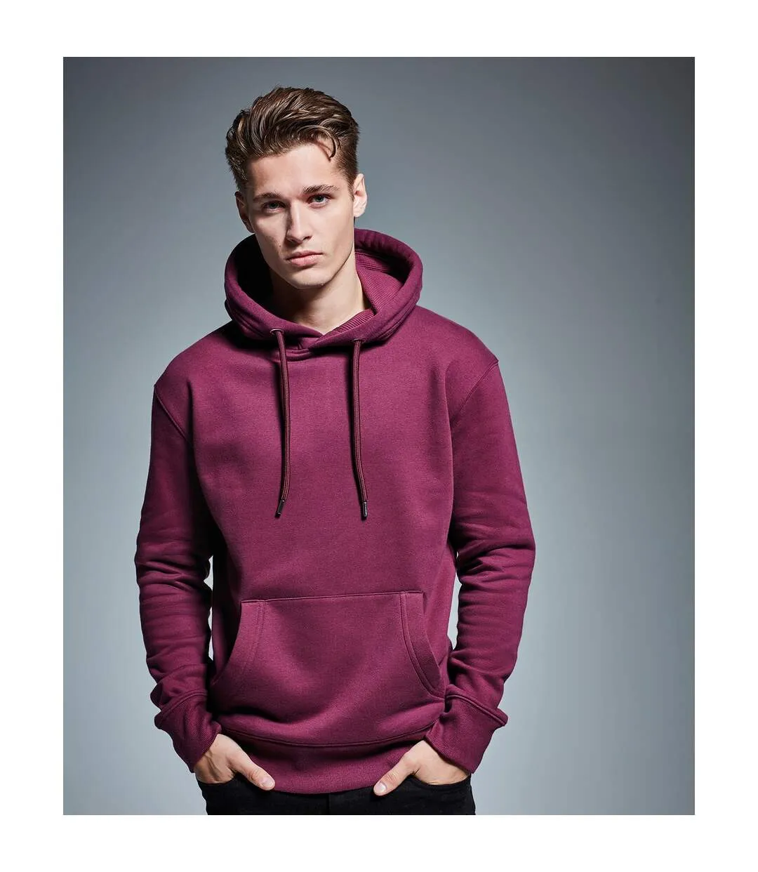 Mens organic hoodie burgundy Anthem