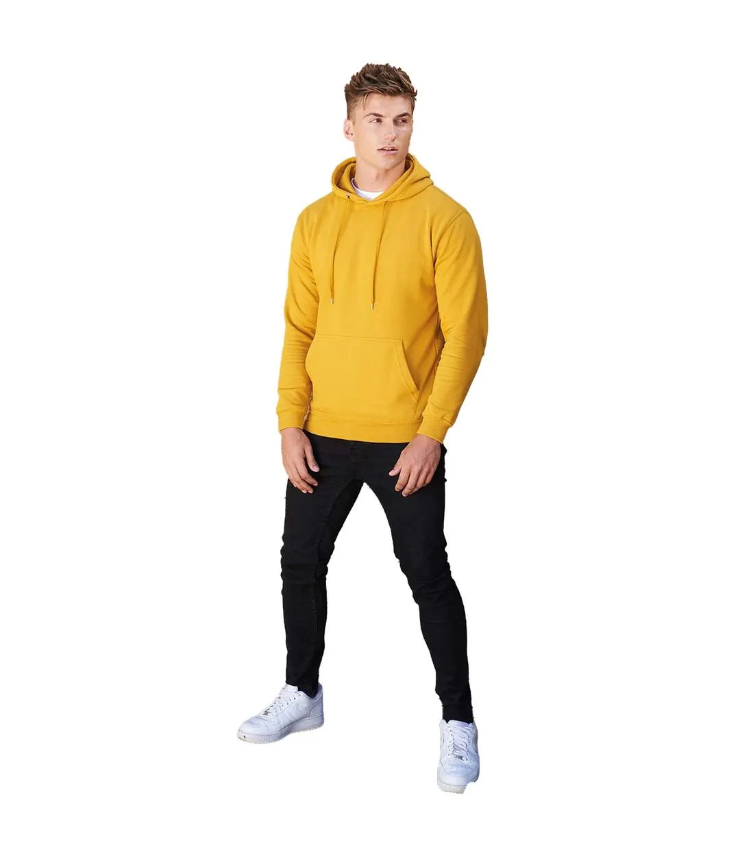 Mens organic hoodie mustard yellow Awdis