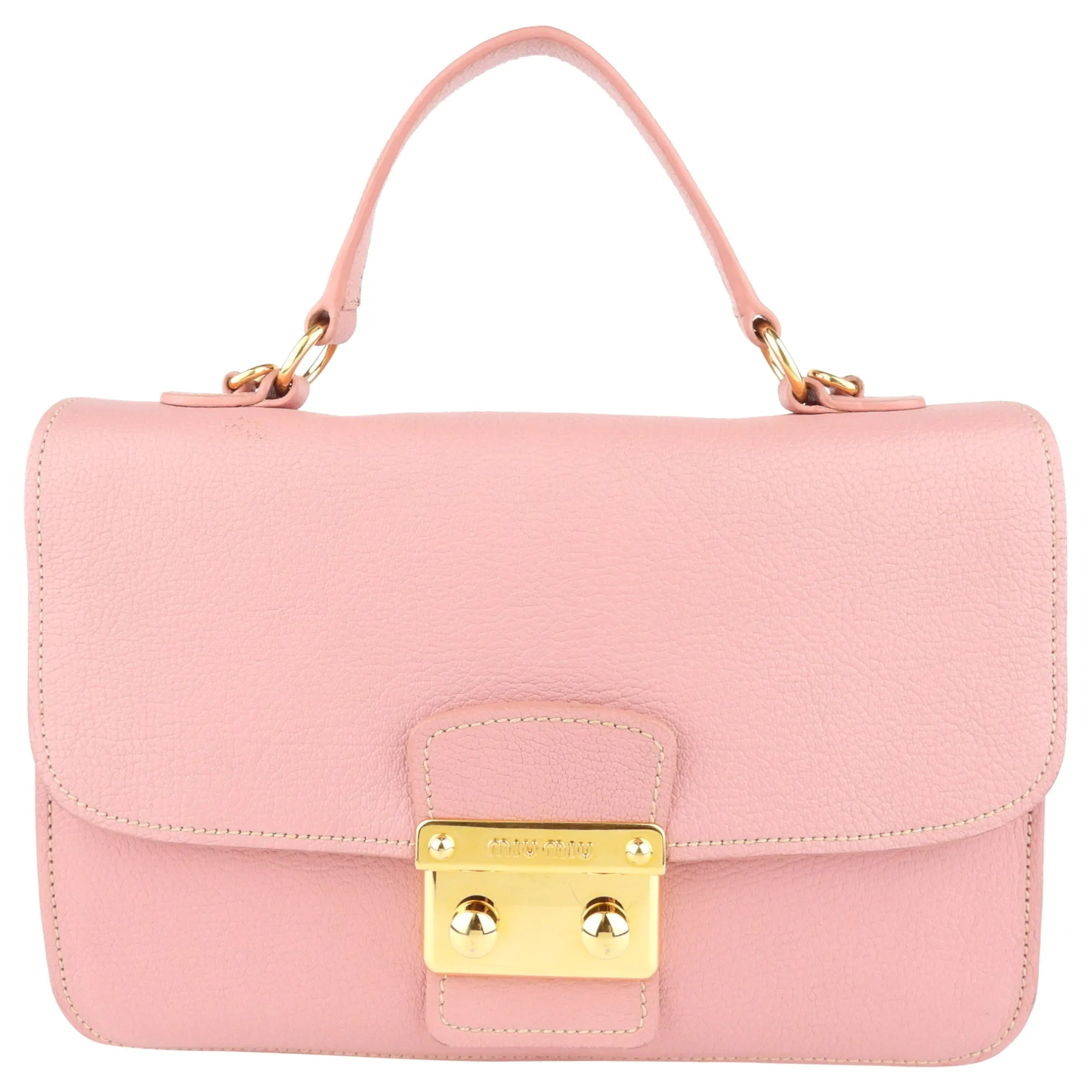 Miu Miu Pink Madras Leather Two-Way Satchel Bag