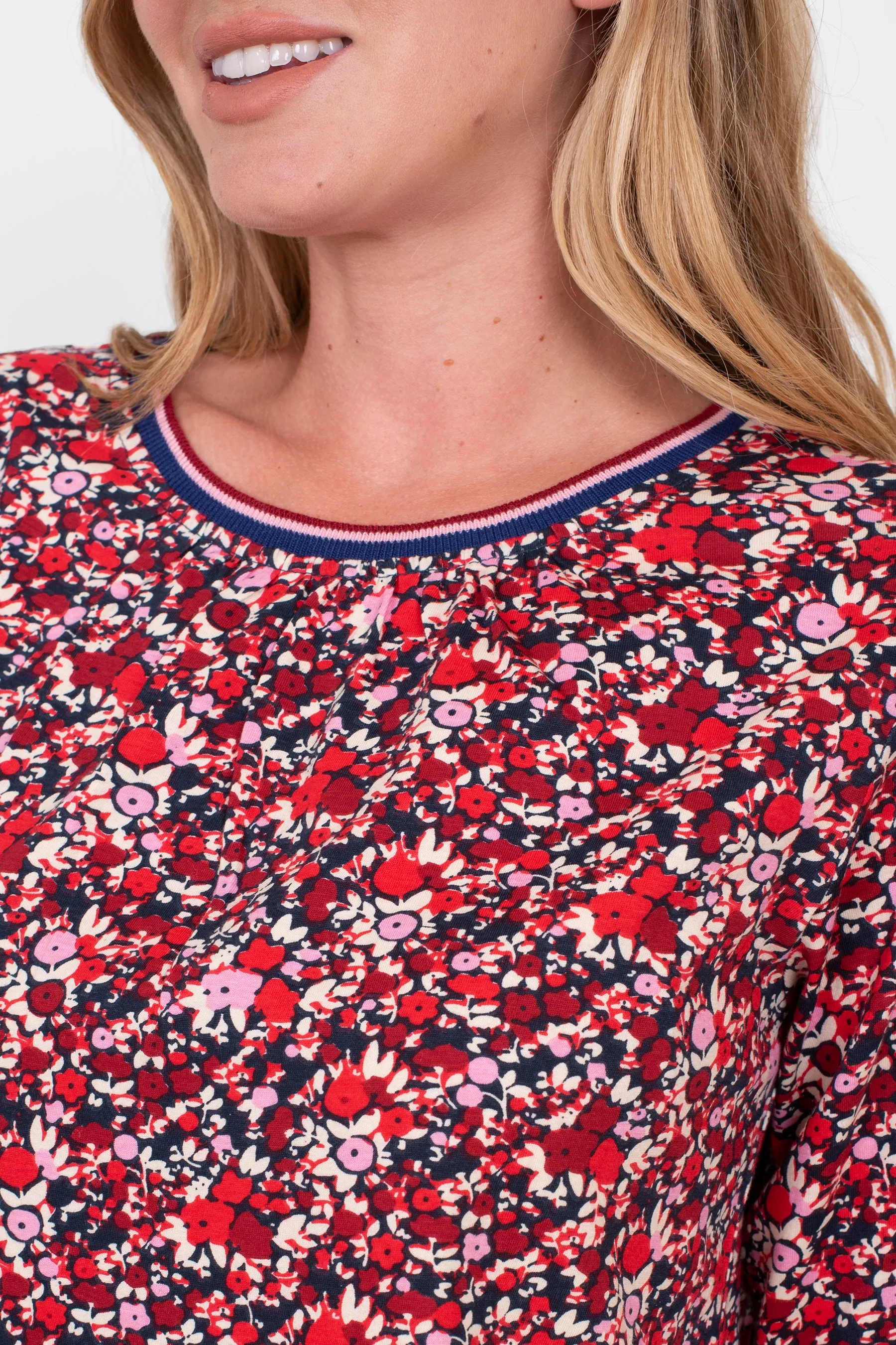 Mixed Berry Floral 3/4 Sleeve T-Shirt