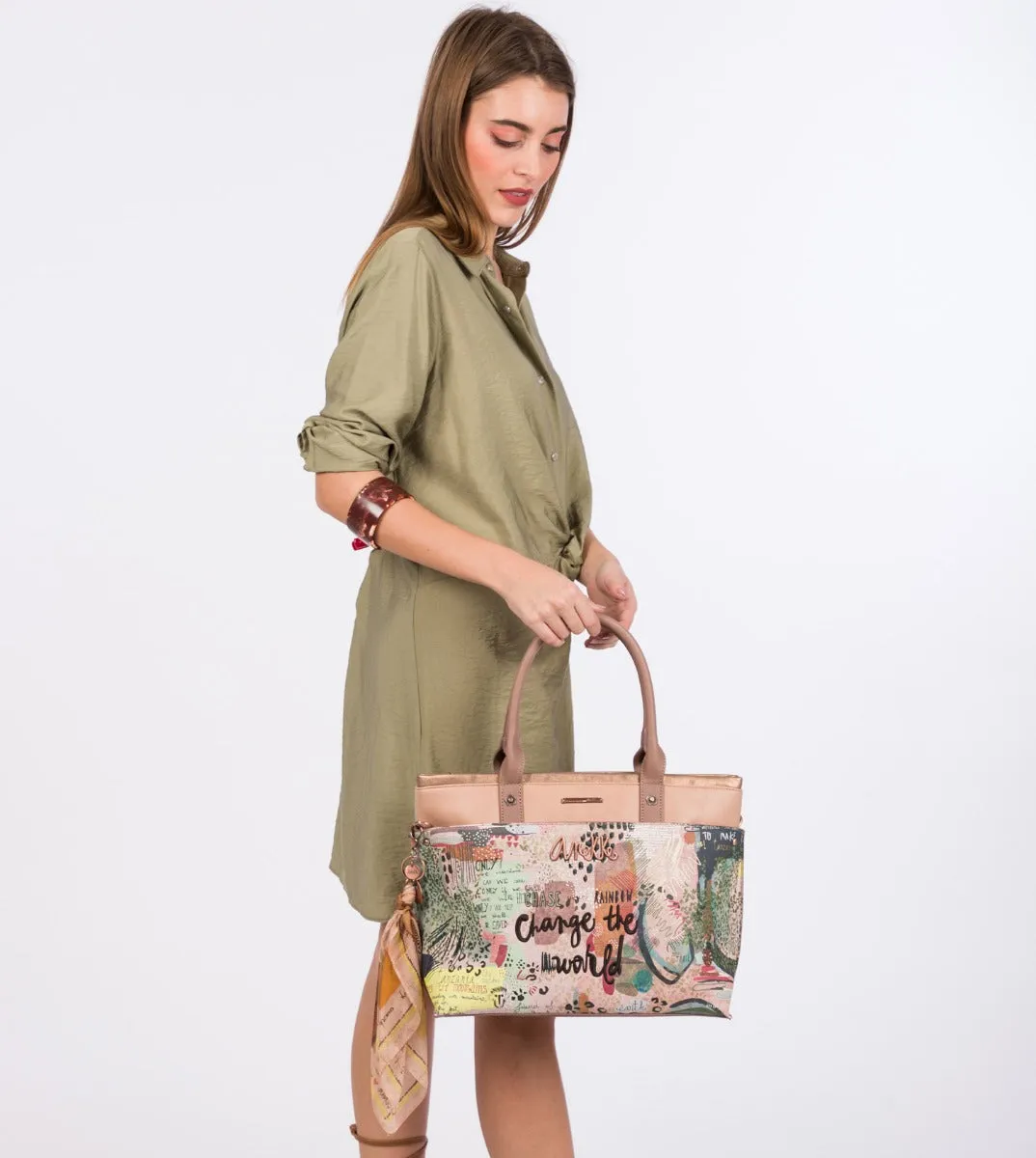 Nature printed tote bag