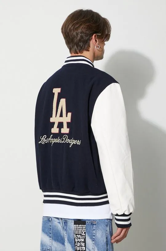 New Era wool blend bomber jacket navy blue color LOS ANGELES DODGERS