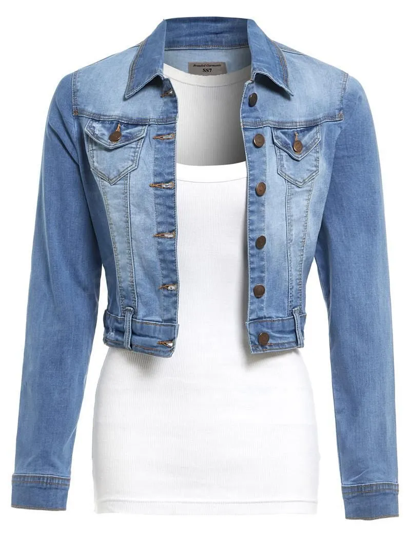 NEW Womens Denim Jacket Jean Stretch Jackets Ladies Blue Size 8 10 12 14 16