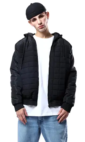 O175347 Quilted Squares Black Waterproof Jacket