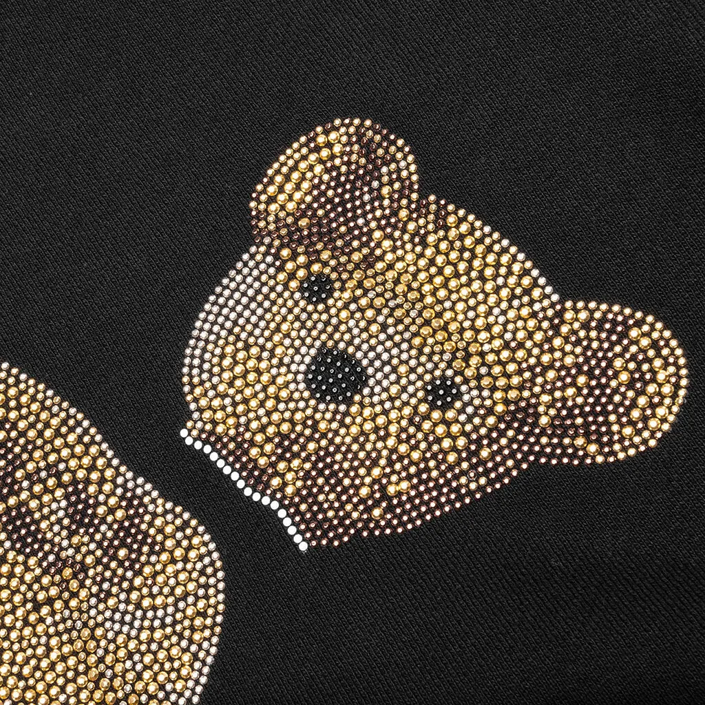 PA Sequins Bear Hoodie - Black/Gold