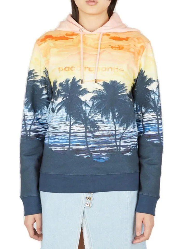 Paco Rabanne Sunset Print Drawstring Hoodie