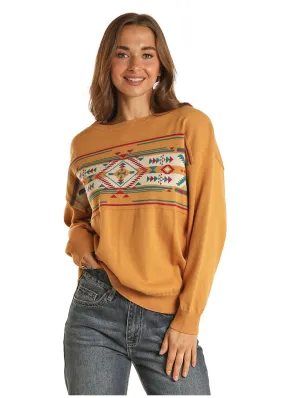 Panhandle Slim Womens Mustard Aztec Sweater