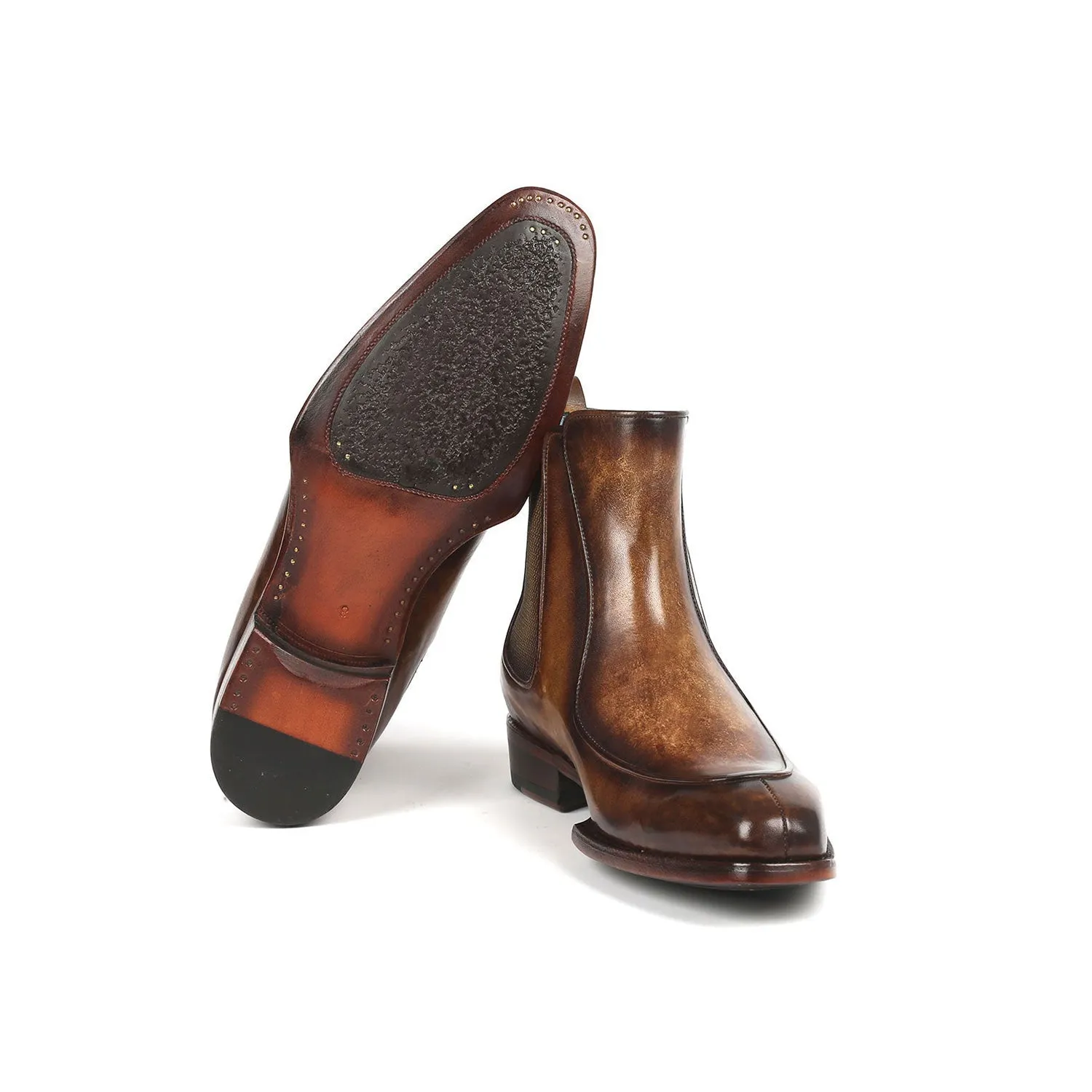 Paul Parkman BT822BRW Men's Shoes Brown Calf-Skin Leather Goodyear Welted Dress Chelsea Boots (PM6326)