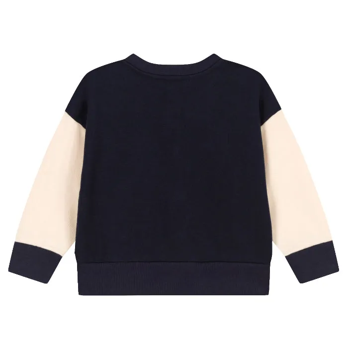 Petit Bateau Baby Lereve Fleece Baseball Jacket Smoking Blue