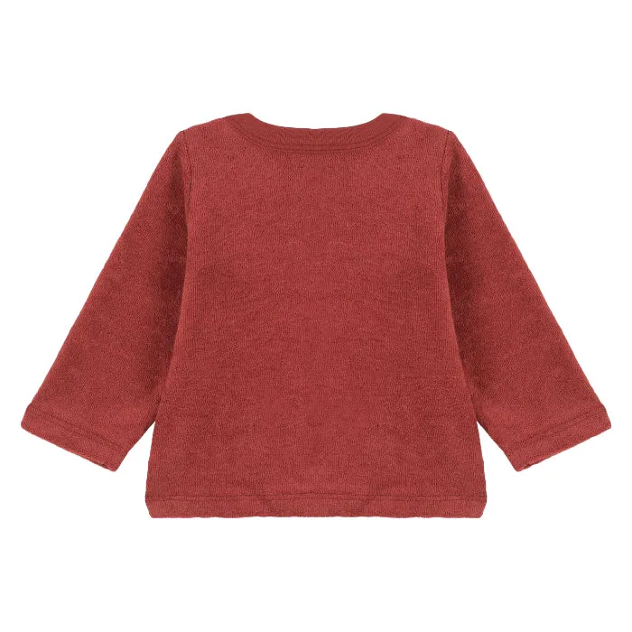 Petit Bateau Baby Terry Cardigan Umber Red