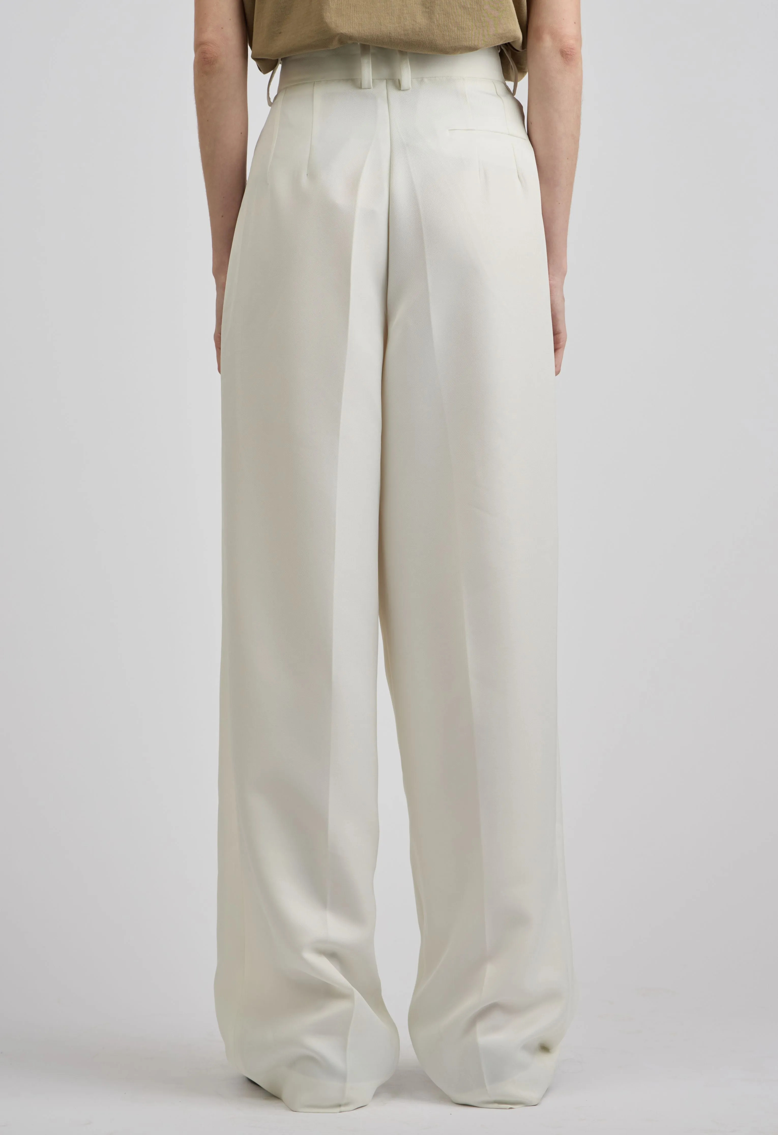 Pleated Trouser in White