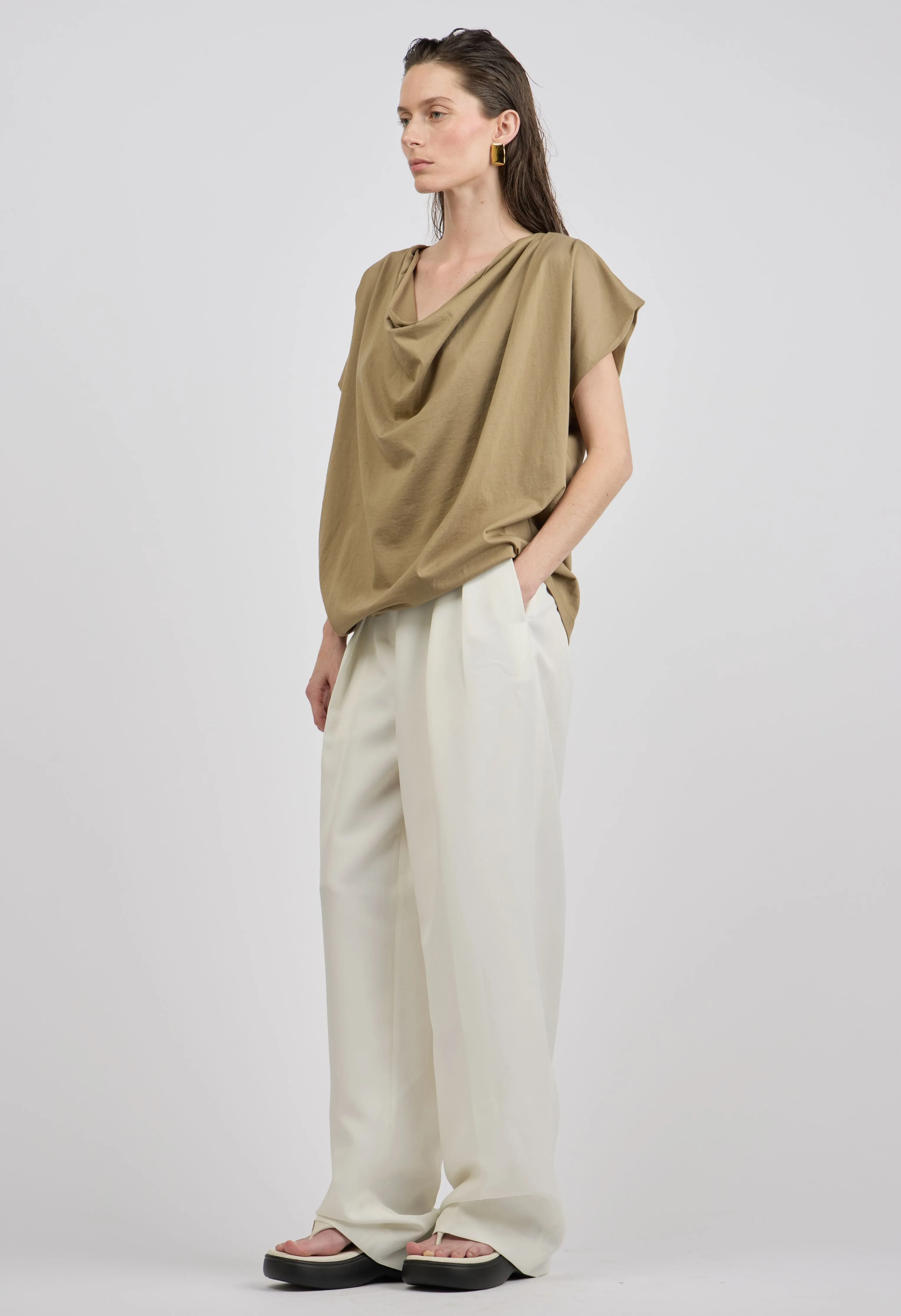 Pleated Trouser in White