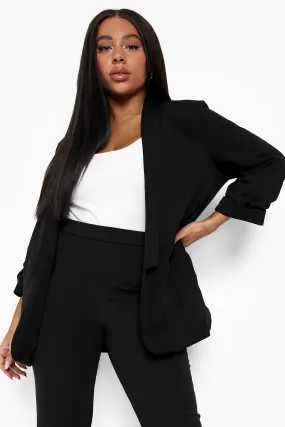 Plus Ruched Sleeve Blazer