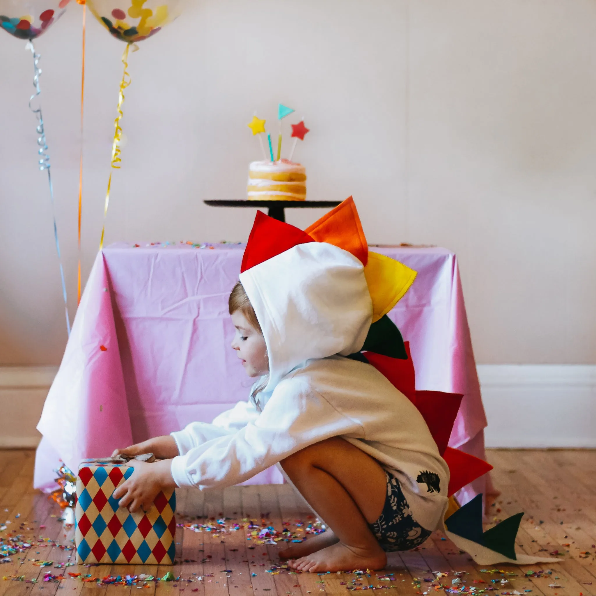 Rainbow Birthday Dragon - White Jacket