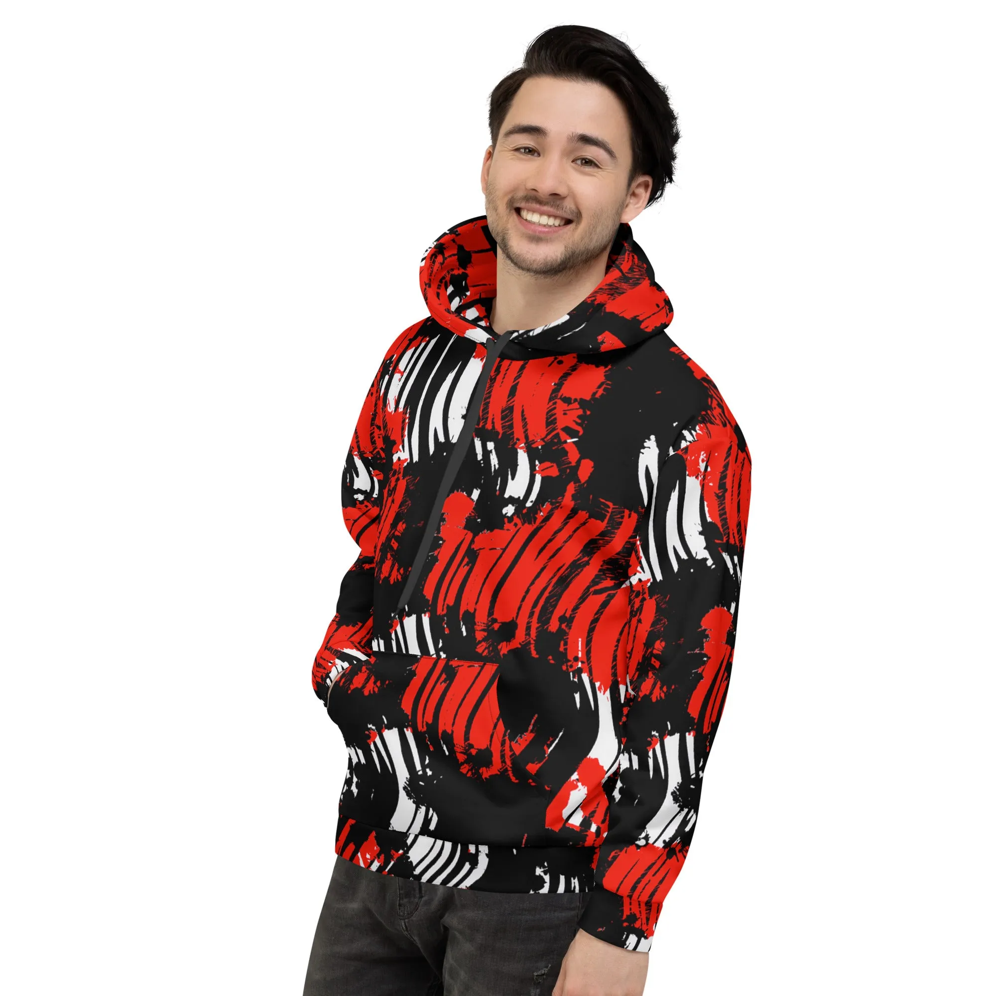 Red Splatter Rave Zebra Pullover Hoodie