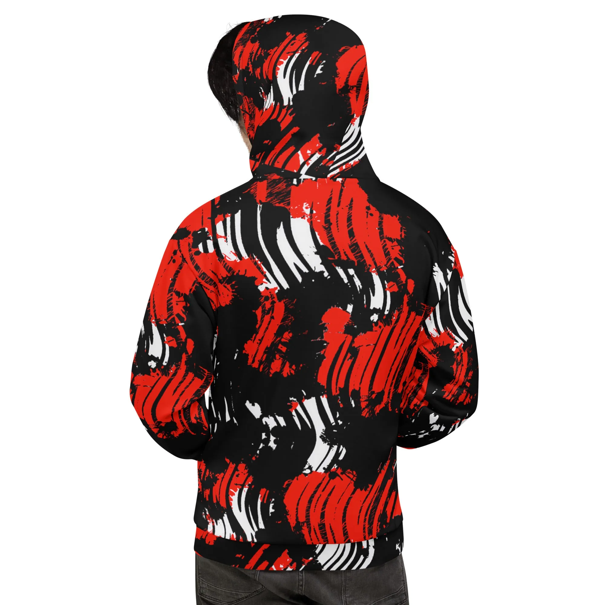 Red Splatter Rave Zebra Pullover Hoodie