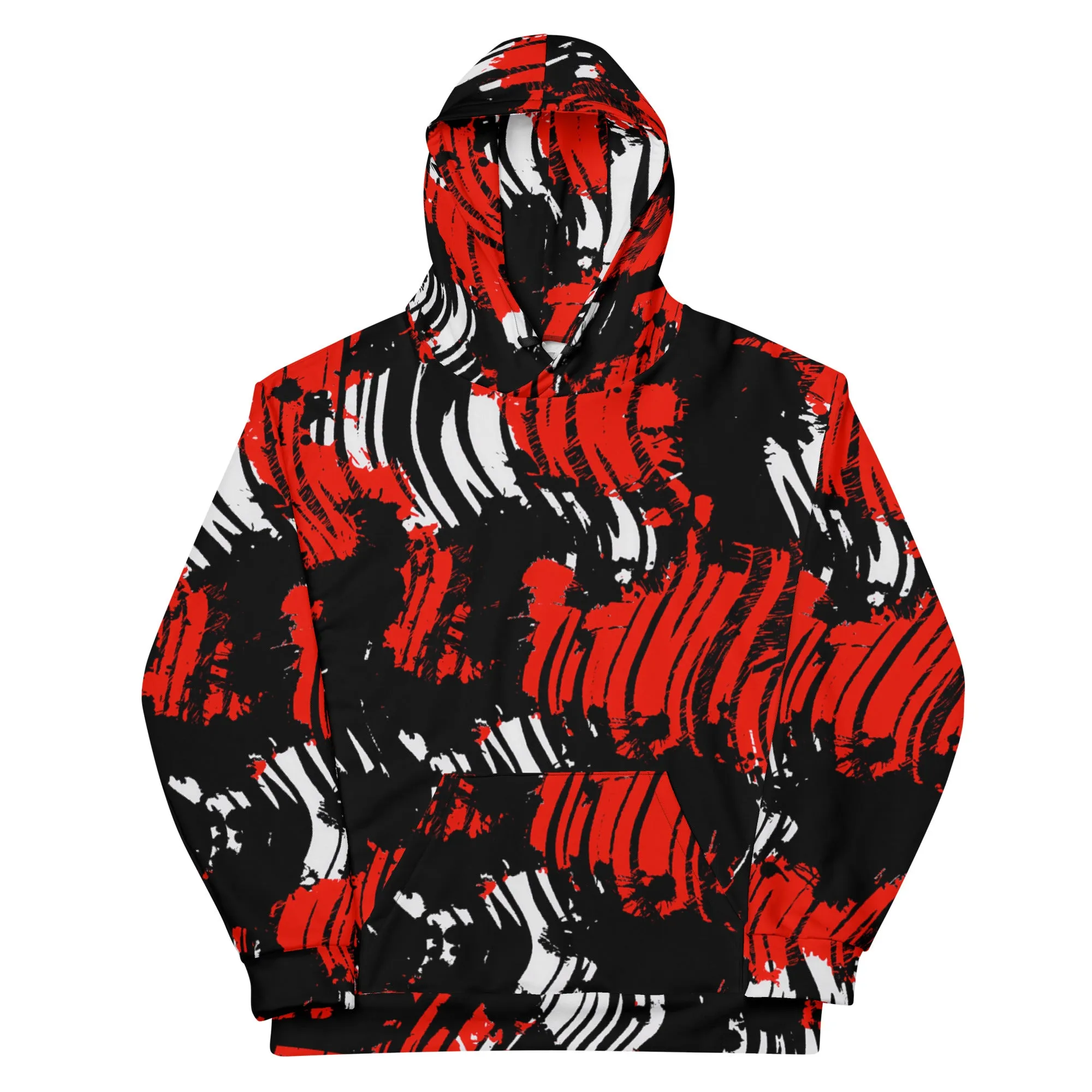 Red Splatter Rave Zebra Pullover Hoodie