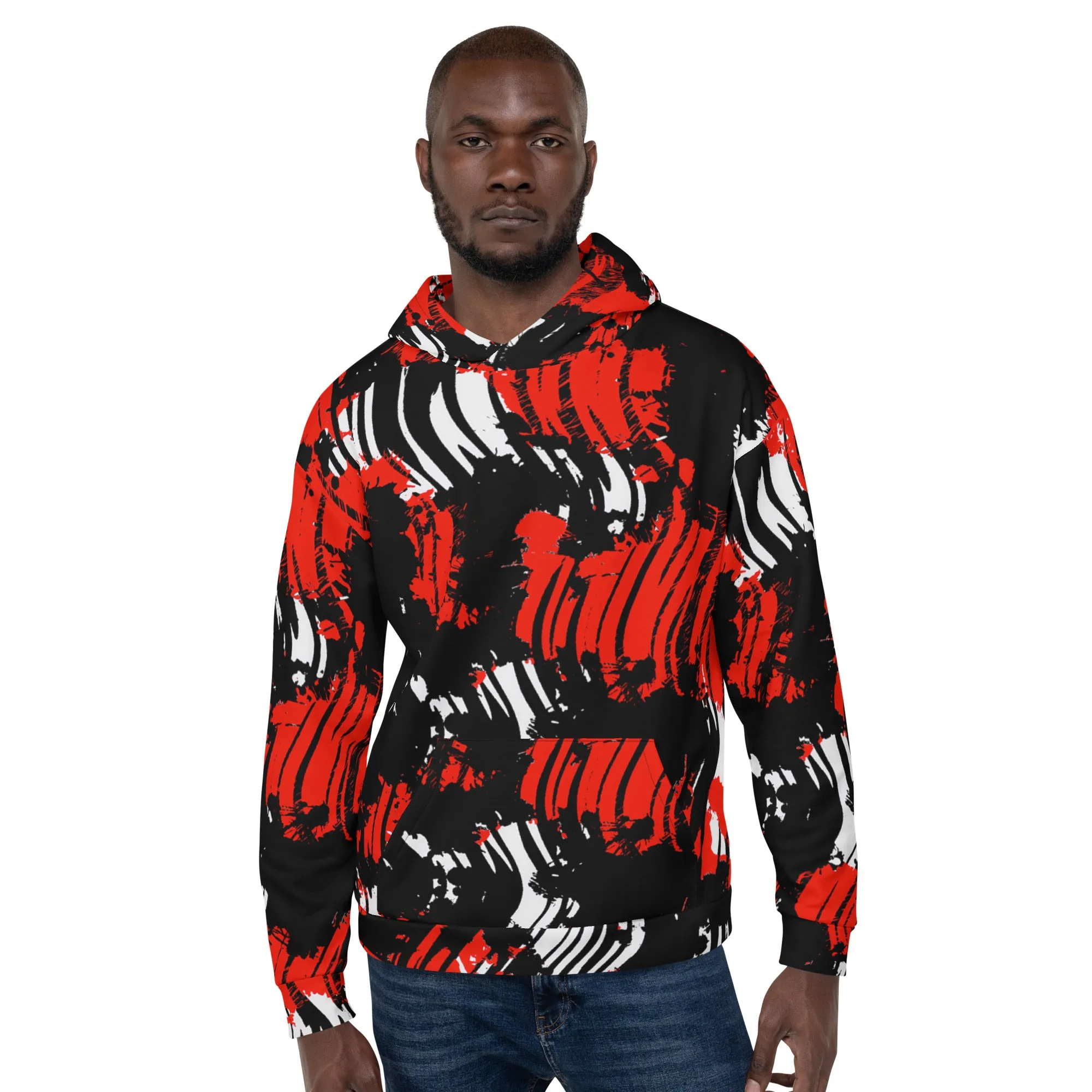 Red Splatter Rave Zebra Pullover Hoodie