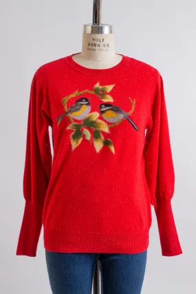 Red Sweater w/ Twin Birds Motif