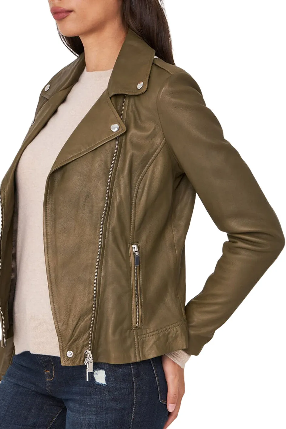 Repeat Cashmere Leather Moto Jacket