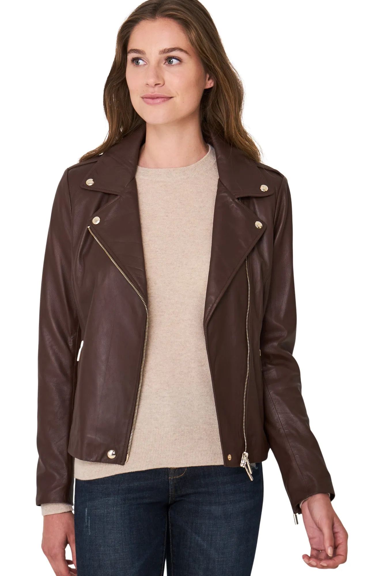 Repeat Cashmere Leather Moto Jacket