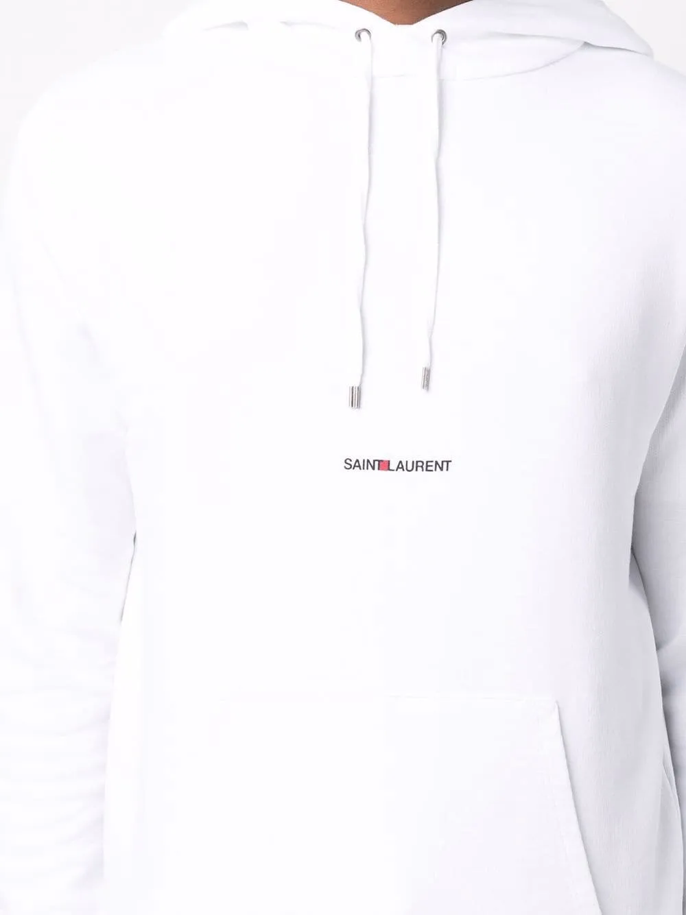 Saint Laurent logo-print hoodie blanc