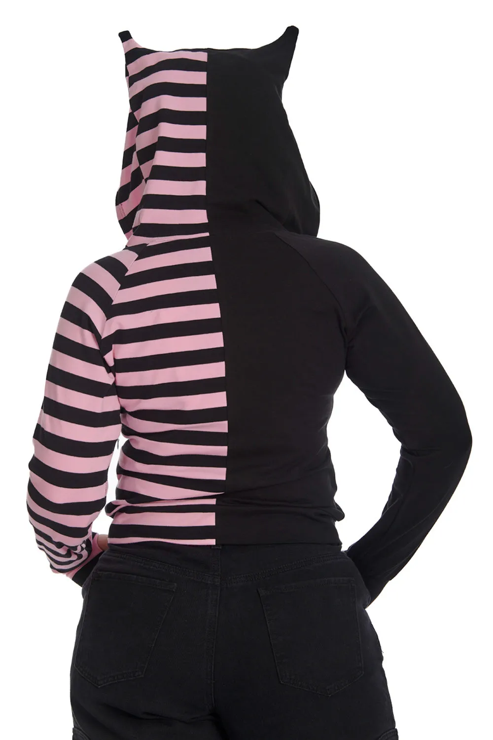 SHIORI HALF AND HALF ZIPPED HOODIE