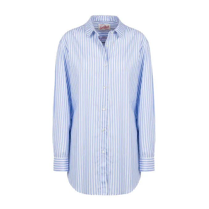 SHIRT BRIGITTE Woman Cotton Stripes Light Blue 