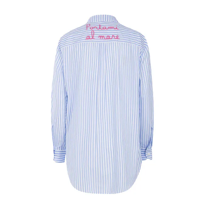 SHIRT BRIGITTE Woman Cotton Stripes Light Blue 