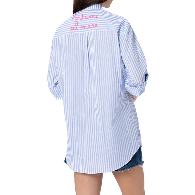 SHIRT BRIGITTE Woman Cotton Stripes Light Blue 