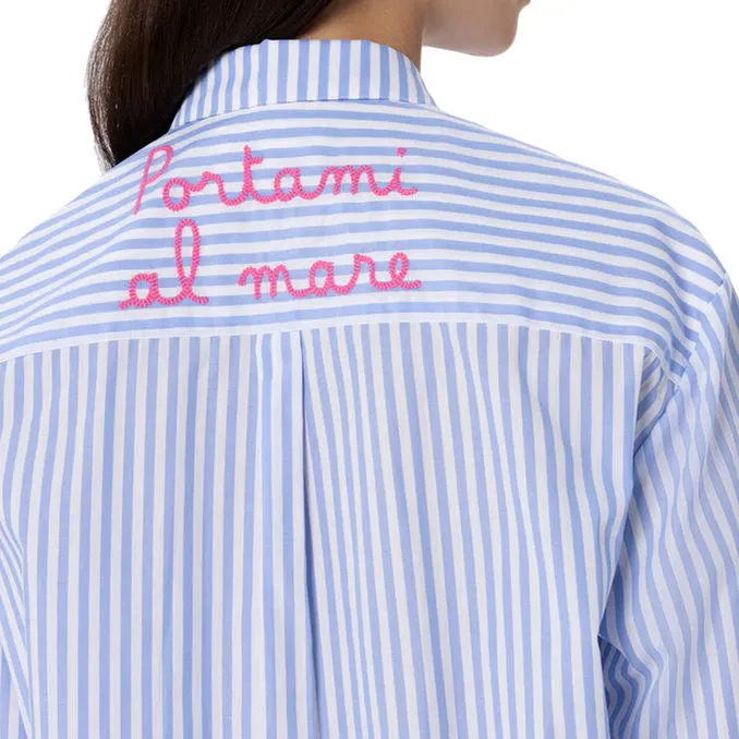 SHIRT BRIGITTE Woman Cotton Stripes Light Blue 