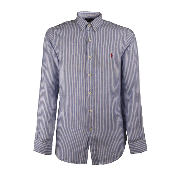 SHIRT LINEN STRIPED Man Blue White