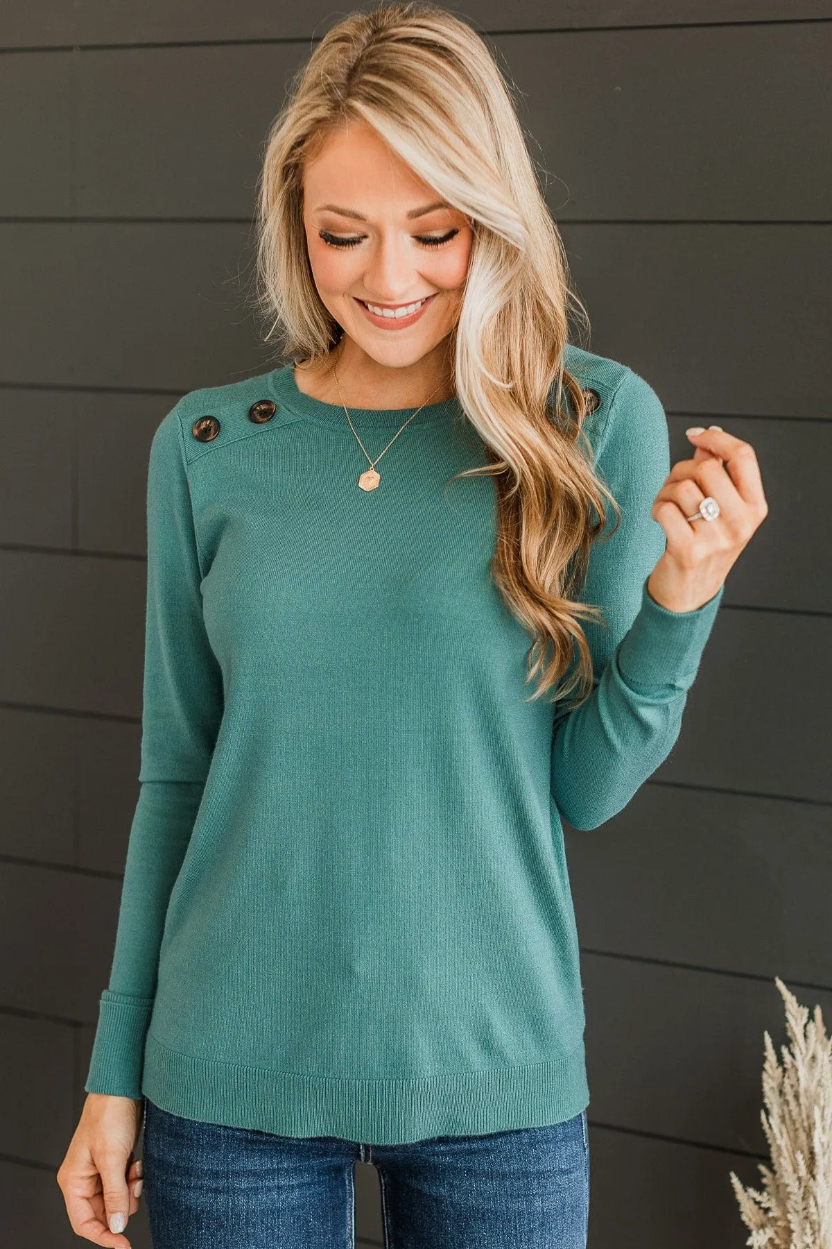 Stay Cozy Knit Sweater- Dusty Jade