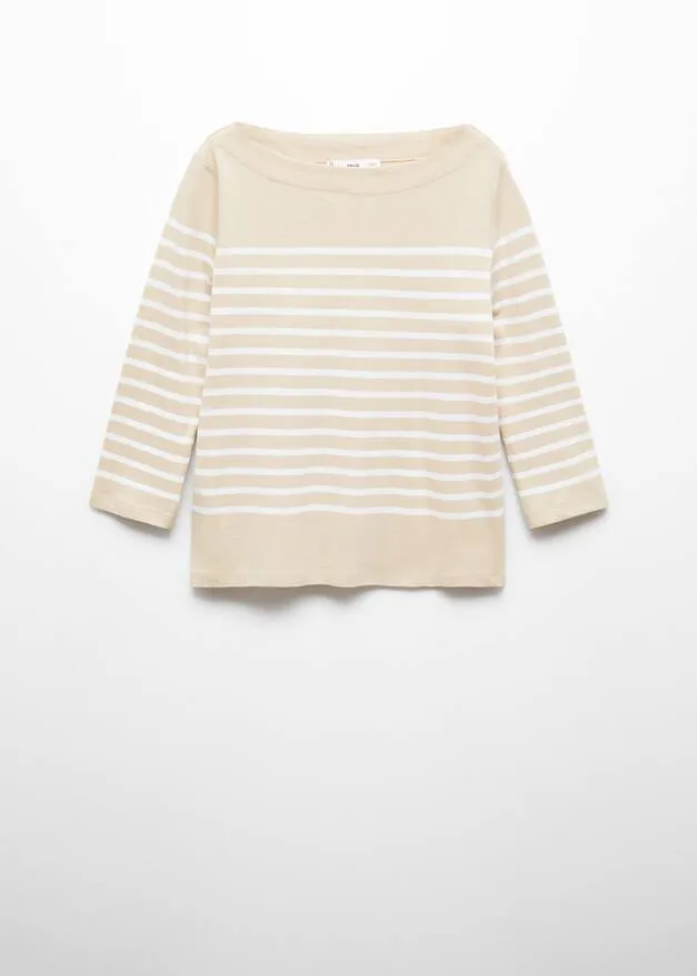 Striped boat-neck T-shirt