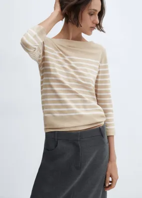 Striped boat-neck T-shirt