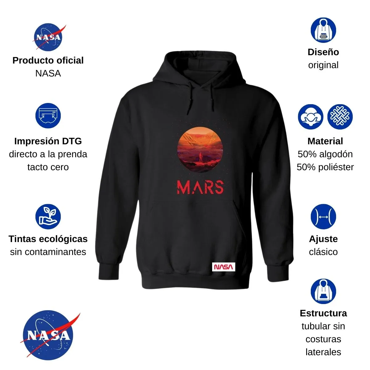 Sudadera para Hombre Hoodie Nasa Mars