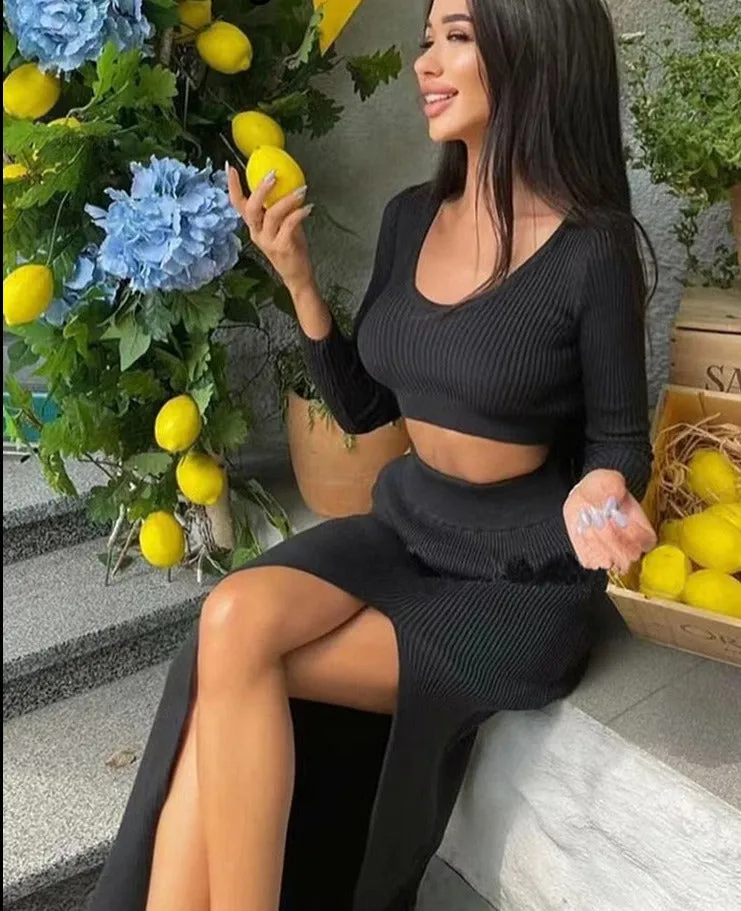 Sunday Knitted Crop Dress Set