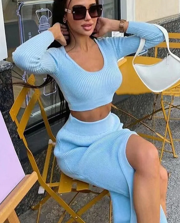 Sunday Knitted Crop Dress Set